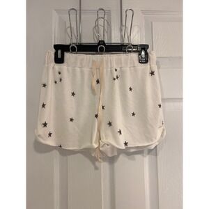 ENTI Womens Cream Star‎ Print Lounge Sleep Shorts Size Small Drawstring Waist